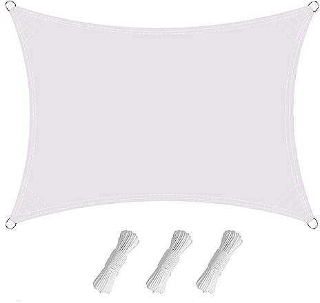 Voile d'ombrage, 2×2.6 M voile d'ombrage en tissu Oxford 420D imperméable et résistant aux déchirures avec œillets et cordes de fixation, protection UV, auvent léger pour balcon de terrasse jardin