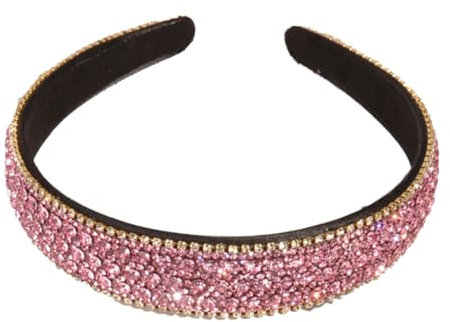 scicent Hair Bands Vintage Crystal Rhinestone Headbands Sparkle Silver Diamond Head Band Wide Hairbands Party Wedding Headpiece Bridal Hair Accessories Pink 6707