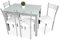 Somnia Descanso - Pack Mesa de Cristal de Cocina o Comedor + 4 Sillas Color Blanco a Juego, Modelo Närke, Prácticas y Funcionales. Medidas: 100-170 cm (Largo) x 70 cm (Ancho) x 75 cm (Alto)