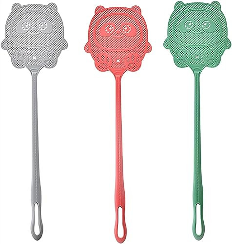 BAMFY 3 Pz Paletta Mosche Durevole Plastica Scacciamosche Robusto con Lungo Forte Maniglia Ammazza Mosche for Casa Cucina