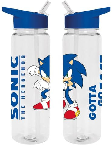 Sonic the Hedgehog (Gotta Go Fast Design) - Botella de agua de plástico de 700 ml, botella de agua para niñas, botella de agua para niños, botella de agua para niños, producto oficial