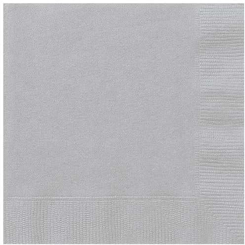 Unique 80801 - Paper Napkins - 13 cm - Silver Colour - 20 Count (Pack of 1)