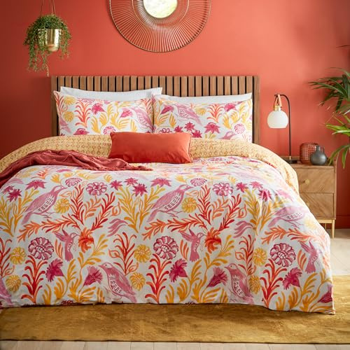 furn. Alentejo Bettwäsche-Set mit Vogelmotiv, Super-King-Size-Bett, Zitrusgelb