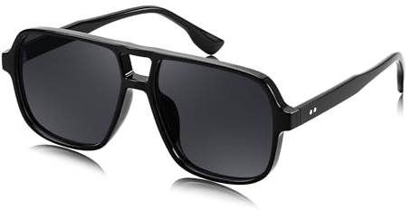FEISEDY Retro 70er Jahre Sonnenbrille Damen Herren Quadratisch Groß B4158 | Trendy Brille, Double Brücke, UV400 Schutz