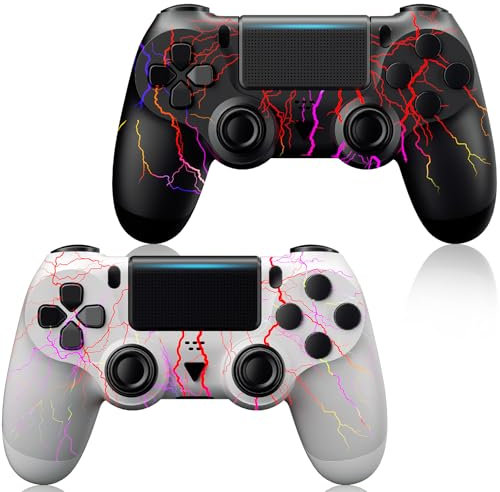 JIBHZIE Controller für PS4, 2 Pack Wireless Controller kompatibel mit PS4/Slim/Pro/PC, P4 Controller mit Dual Vibration/Audio/6 Achsen Gyroskop/RGB Licht/Touchpad