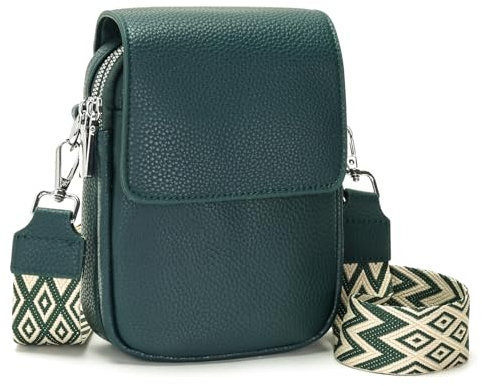 YISUOHOOM Handy Umhängetasche Damen klein Handytasche Zum Umhängen Kleine Handtasche Damen Crossbody Bag Grün Es gibt 4 Taschen und 7 Partitionen