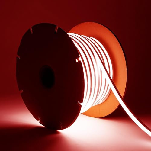 LEDKIA LIGHTING LED-Streifenrolle Neon Dimmbar 220V 50m SFLEX8 8W/m Schnitt 100cm IP65 Rot