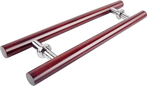 FGDIUCVN Tor-Hardware, Massivholz, gewerbliche Sauna, Glastür, Push-Pull-Griff/Haus-Schiebe-Scheunentorgriff aus Holz – Weinrot, 3 Längen – 600 x 400 mm