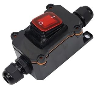 Switian 1 PCS Inline Cord Switch DPST 12V-24V 20A, IP65 Waterproof On-Off with Red Light Buttons, Two-Side Entry Exit Line, Outdoor Electrical Start Stop Toggle Switch(12, Volts)