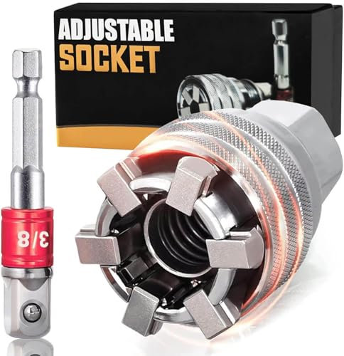 Yuentoen Verstellbarer Universal Steckschlüssel,10-19mm universalschlüssel universal nuss universal-steckschlüssel mit adapter 65mm, Schraubendreher-Werkzeug für metrischer 3/8-3/4'' Ratschenschlüssel