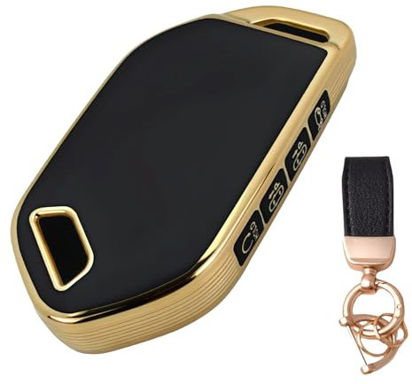 NEUHOO Accessoire de voiture compatible avec Kia Picanto 2023-2024 2025 - Coque de clé et porte-clés - En silicone, Noir , S