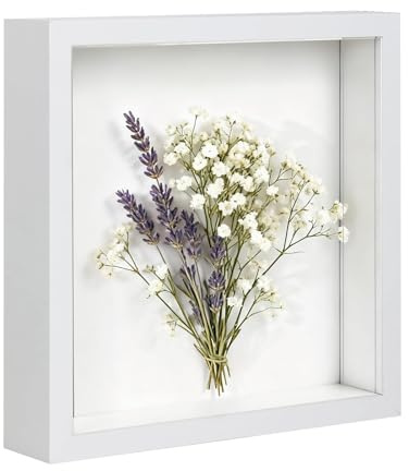 YUNXCNA 3D Fotorahmen, 20 x 20 cm 3D Fotorahmen Füller, 3D Objekt Fotorahmens, 3D Fotorahmenn für Objekte, Blumen, Hochzeitsgeschenke oder Souvenirs, Weiß