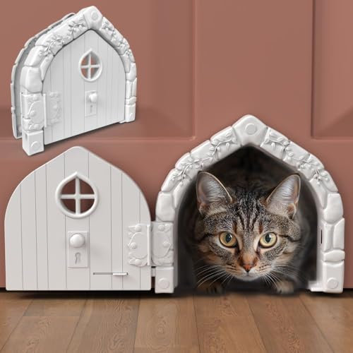 Fairy™ Haustier-Innentür – große Katzentür für Katzen bis zu 9 kg, langlebige und vielseitige Indoor-Kitty-Tür für festen oder hohlen Kern, stilvolles Katzenloch, bequem