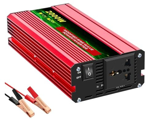 Convertisseur Onduleur 12V 220V Onduleur À Onde Sinusoïdale Modifiée DC 12V À AC 220V 600W-4000W Convertisseur De Batterie Externe Portable Solaire Onduleur De Voiture Onduleur(12V 2000W 50HZ Un)
