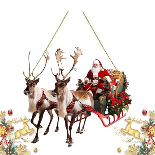 Weihnachtsmann Schlitten Weihnachten Rentier Santa Schlitten Dekoration Weihnachtsmann Schlitten Tischdeko 20 x 18,5 cm auf Schlitten Dekoration für Weihnachten Rentier Dekoration