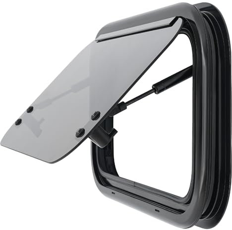 RV-Wohnmobilfenster, RV Fenster Ausstellfenster Aluminium für Wohnmobil 85° Öffnung 52x33 cm Sonnenschutz für Reisemobil und Wohnwagen (Schwarz, 500x300mm)