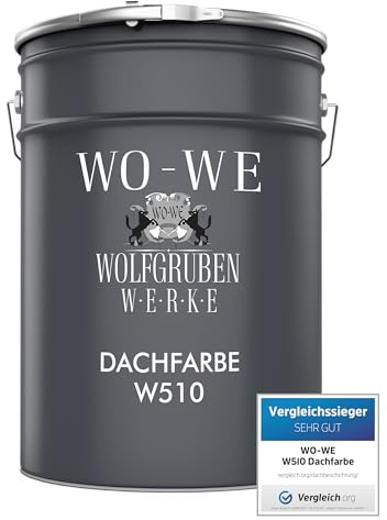 WO-WE Dachfarbe Sockelfarbe Dachbeschichtung W510 Rustikal Rot 2,5L | Deckstark, UV-fest, Für Ziegel, Beton & Faserzement, Spritzbar, Wasserdünnbar, Lösemittelfrei, Dachziegelfarbe, Eternitfarbe
