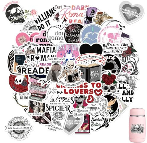 Dark Romance Sticker,50 Stück Dunkle Aesthetic Leser Sticker Set,Wasserdichte Dark Romanticism Aufkleber für Scrapbook Skateboard Laptop Wasserflasche