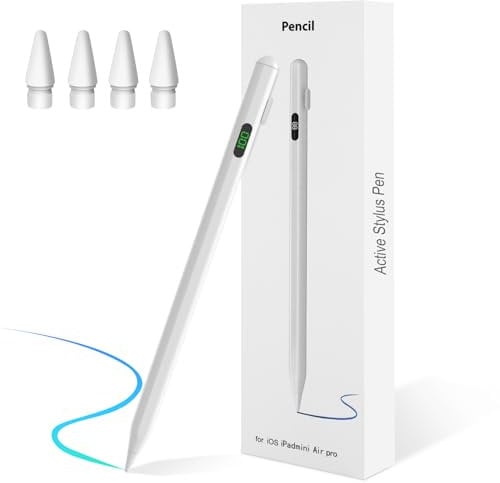 Stift für iPad 2018-2025 mit USB-C Schnellladeleistung,Stylus Pen für iPad 9th&10th Generation, Neigungssensitivität Stylus für i-Pad Mini 7/6/5,Pad Air M3/M2/5/4/3, Pro M4 13/12.9″/11″