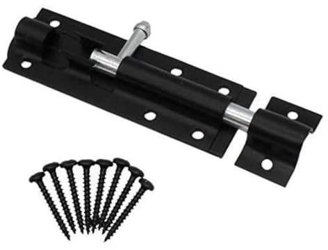 Garden Mile 2pc Sliding Black Door Bolt 6 / 150mm Powder Coated Black Door Bolts for Internal Doors Heavy Duty Gate Bolts for Wooden Gates Rustproof Straight Door Bolt for Indoors and Outdoors