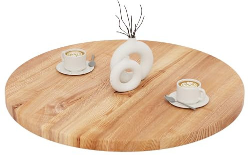 LAMO Manufaktur Tischplatte rund 80 cm aus Naturholz | Holzplatte für Esstisch, Küchentisch, Bistrotisch, Bartisch | Stärke: 40 mm | Farbe: Dunkel