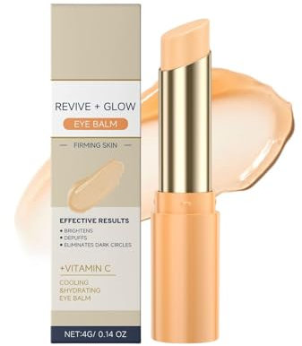 Revive & Glow Eye Balm, Vitamin C Augenbalsam, Feuchtigkeitsspendende Augencreme Feuchtigkeitscreme für unter die Augen, Vitamin C Augenpflege-Stift Aufhellendem, Reduziert Augenringe (1pc, 4g)