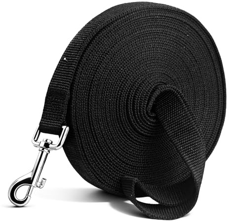 Venprodium Schleppleine 10m für Hunde, Schleppleine mit Karabiner, Robuste Hunde Schleppleine, Laufleine für Spaziergang, Übungsleine, Reißfeste Trainingsleine, für Kleine, Mittlere, Schwarz