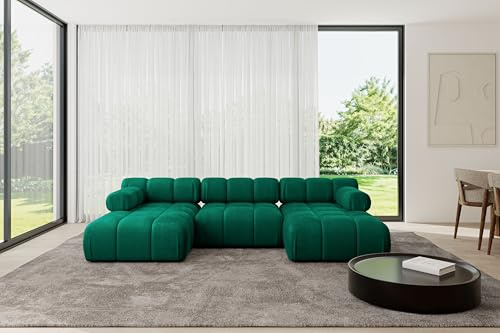 ALTDECOR Modulares Sofa Ecksofa in U-Form Corner modular Sofa Eckcouch Couch Wohnlandschaft Cauchsofa Polstersofa Tesso-U1-285x160x70 cm Dunkelgrün