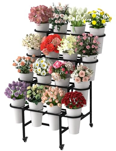 uyoyous Support de Plantes à 4 Étages, Support pour Plantes en Métal