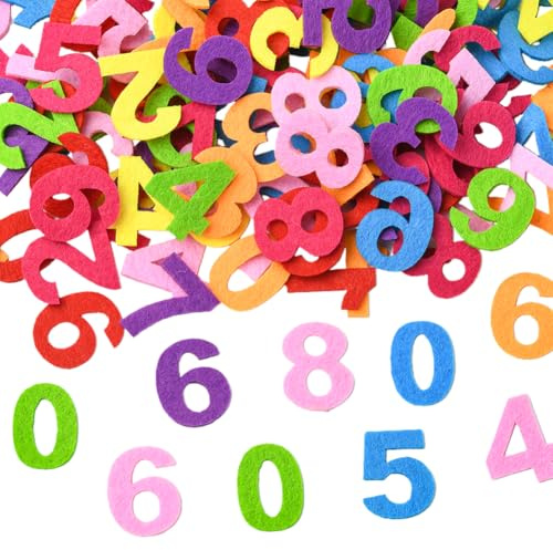 SUNNYCLUE 3 Beutel 150 Stück Filz Bastelzahlen Kleine Filzformen Bunt Sortiert Zahlen Stoffstücke Ornamente Pads Verzierungen Zubehör Für Scrapbooking Kleidung Taschen Hüte DIY Dekoration