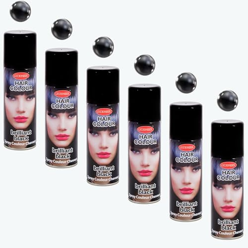 Nico Europe® Color-Haarspray, 6 Dosen sortiert, Schwarzes Haarspray