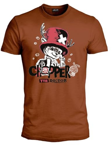 One Piece Chopper T Shirt - The Doctor Official Unisex T-Shirt. Regular Cotton T-Shirt for Adults and Boys, brown, L