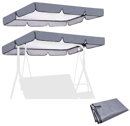 Tejado impermeable para Columpio Hollywood con cierre de velcro | Techo de repuesto para columpio de jardín, 4 túneles ajustables – Gris, resistente a los rayos UV