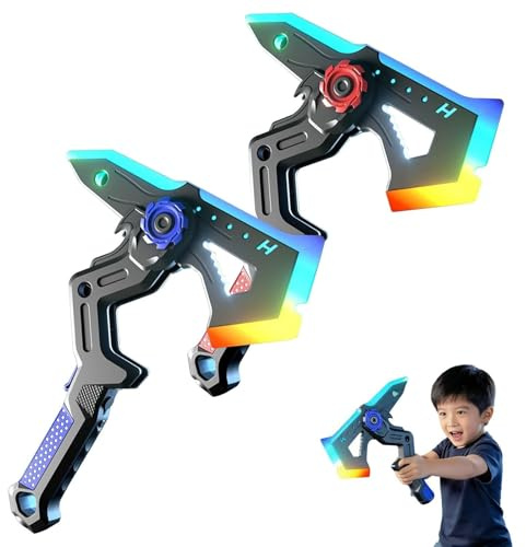 Miepkvl Axe Sound Light Sword Toy, 2-In-1 Transformable Axe-Sworde mit Nebel-Effekt, Verformbares Mechanisches Schwert & Axt mit LED & Soundeffekten für Cosplay-Requisite (Blau+Rot)
