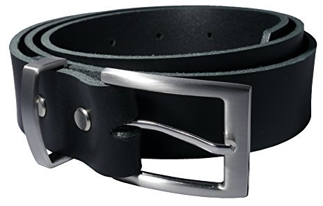 Wolfszeit Nickelfreier Gürtel aus schwarzem Rindleder (SBW-30) (125cm)