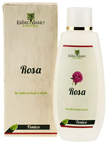 Tonico Viso Naturale Acqua di Rose, Rosa Centifolia Erbecedario, Per Pelle Normale O Mista, Chiude I Pori Della Pelle, 1 Flacone Da 200ml