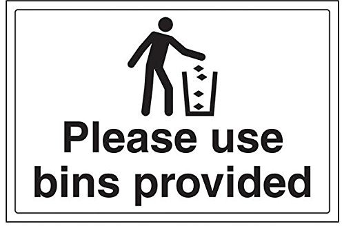 Vsafety 72017BA-S'Please Use Bins Provided' Sign, Landscape, 300 mm x 200 mm (Pack of 3)