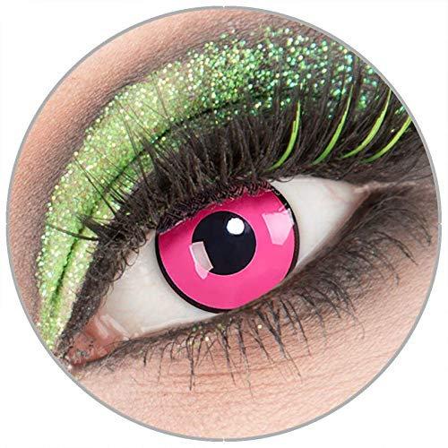Farbige rosa 'Rose Shock' Kontaktlinsen ohne Stärke 1 Paar Crazy Fun Kontaktlinsen mit Behälter zu Fasching Karneval Halloween - Topqualität von 'Giftauge'