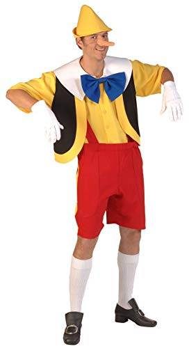 narrenkiste T0403-M rot-schwarz-gelb Herren Holzpuppe-Lügner-Langnase Kostüm Gr.M