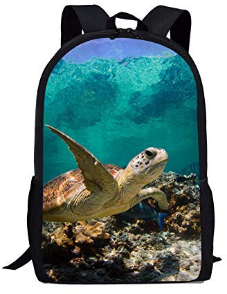 Beauty Collector 3D Animal Print Leichte Rucksäcke Casual Schulranzen Daypacks, schildkröte (Schwarz) - CA_kids_backpack_HBC18408C_BC