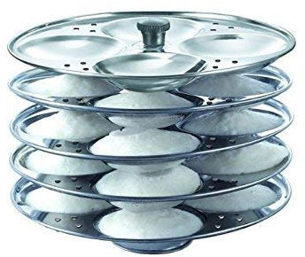 WhopperIndia Stainless Steel 5-Rack Idli Stand, Idli Maker, Idli Maker Steel, Idli Plates Makes 20 Idlis