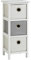 Home Source Storage Chest, Wooden Bedroom Hallway Cabinet, Faux Leather Drawers Organiser, White, 3 Drawer