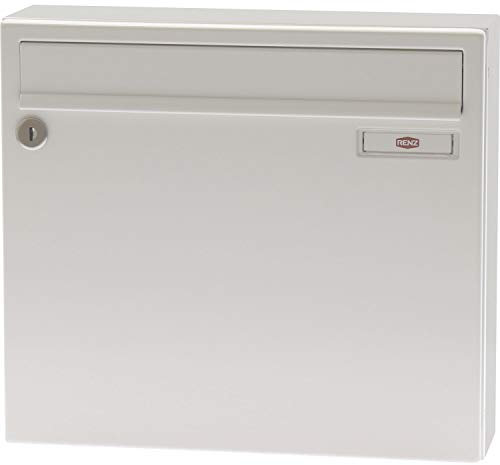 Renz Briefkasten mit Namensschild 370x330x100mm - robuster Aufhängebriefkasten Serie 17, Stahl weiß RAL 9016