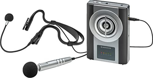 MONACOR WAP-8 Mobiler Sprachverstärker, Schwarz/Silber, 1000075