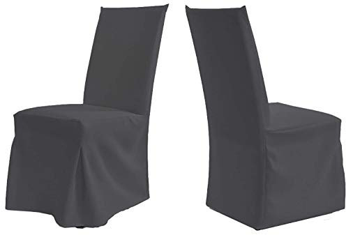 TexDeko Universal Stuhlhusse - Modell Paris - Anthrazit waschbar, Blickdicht, strapazierfähig Stuhlbezug Premium Qualität
