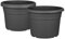 BigDean 3X Blumentopf Ø 40 cm Farbe Anthrazit Kunststoff Pflanztopf Containertopf Übertopf Pflanzkübel rund 40 x 28 cm