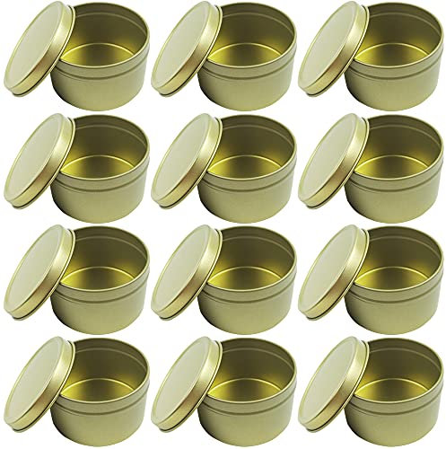 CENRONG Barattoli in Metallo per Candele, 12 Pezzi Rotondi Riutilizzabili Contenitori per Candele con Coperchio per Candele Fai da Te Conservare Candele