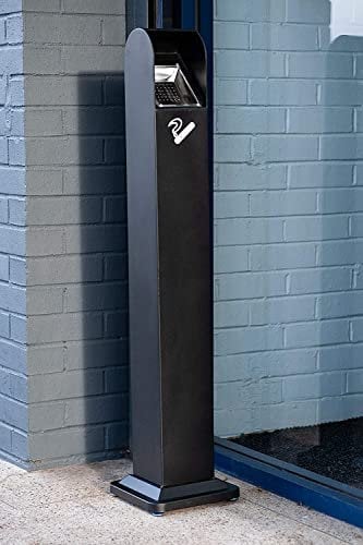 HKT BLACK METAL STANDING ASHTRAY CIGARETTE RESTAURANT GARDEN PUB CLUB BIN OUTDOOR INDOOR STAINLESS STEEL - 10KG/ROBUST/PREMIUM QUALITY