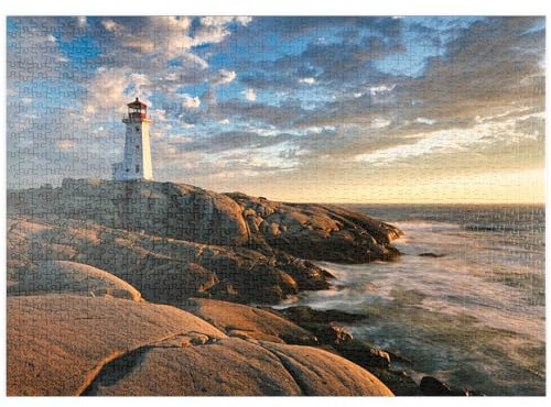 MyPuzzle Sonnenuntergang am Leuchtturm von Peggys Cove, Neuschottland, Kanada - Premium 1000 Teile Puzzle - MyPuzzle Sonderkollektion von Puzzle Galaxy