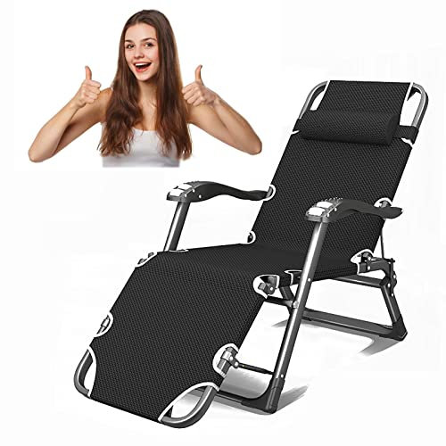 XZSBDXHH Gartenliege Sonnenliege Liegestuhl Liegenauflage Hoch Senioren mit Kissen Saunaliege Auflage Extrabreit Deckchair Liege Gartenliege Liegender Recliner Relaxliege (Black Without pad)